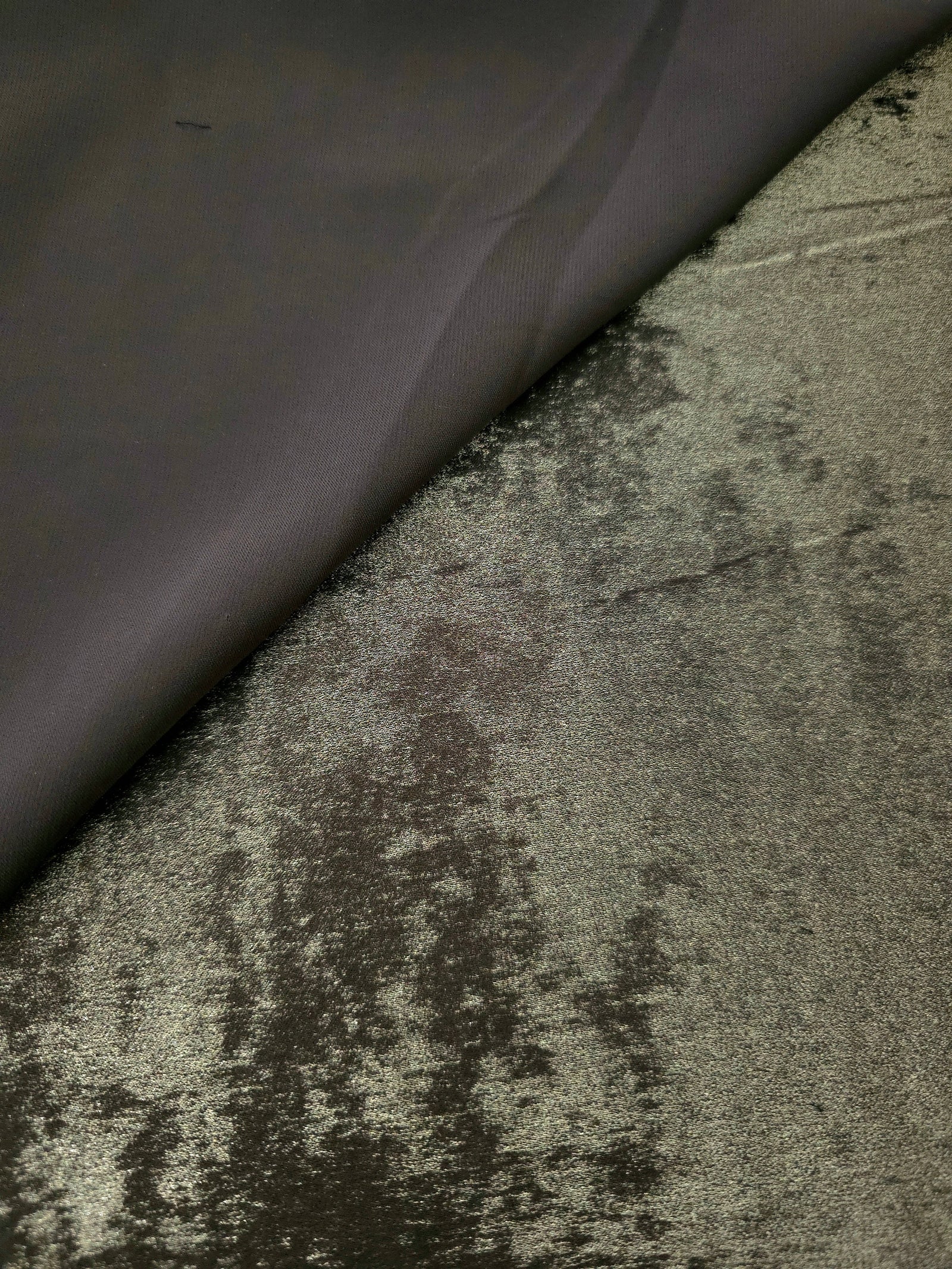 Reverse side of Graphite Silver Lurex Italiano fabric showing the backing and metallic finish for garment production.