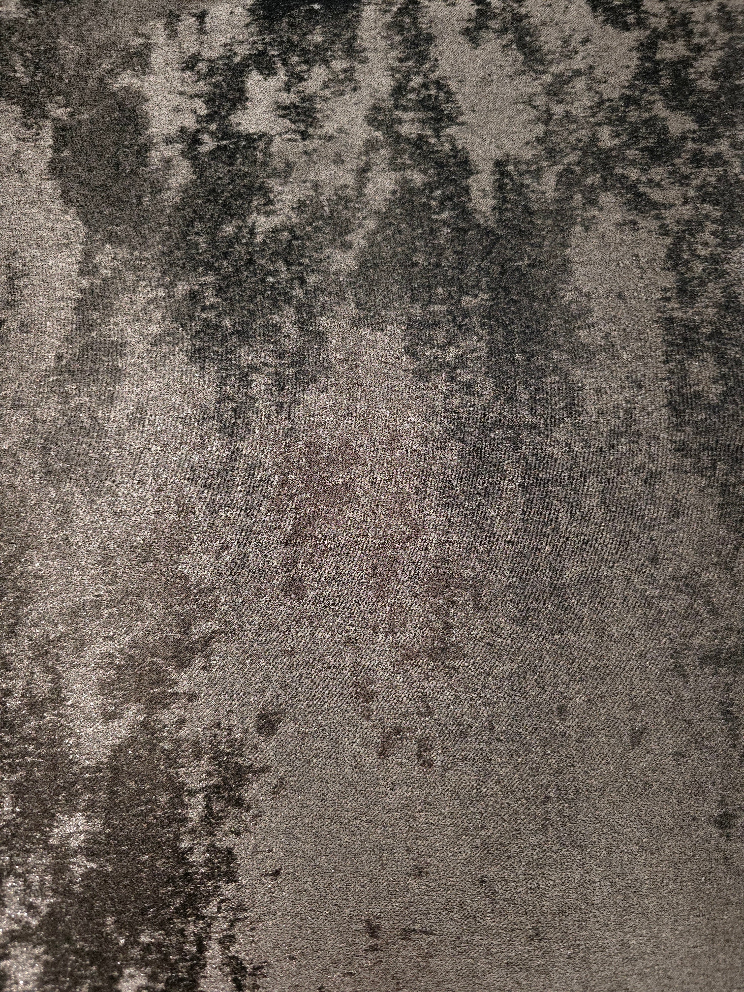 Gunmetal Navy Lurex Italiano metallic fabric arranged in diagonal eveningwear folds
