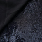 Flowing folds of Midnight Navy Lurex Italiano fabric highlighting drape for abayas, kaftans and dresses.