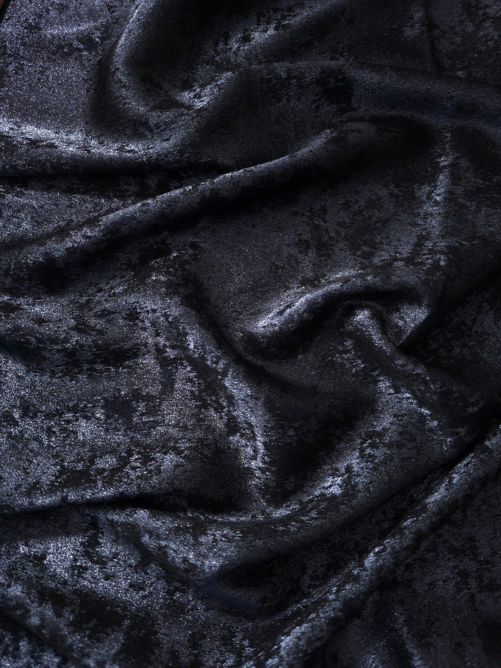Reverse side of Midnight Navy Lurex Italiano fabric showing the backing and metallic finish for garment production.