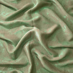 Flowing folds of Mint Sage Lurex Italiano fabric highlighting drape for abayas, kaftans and dresses.