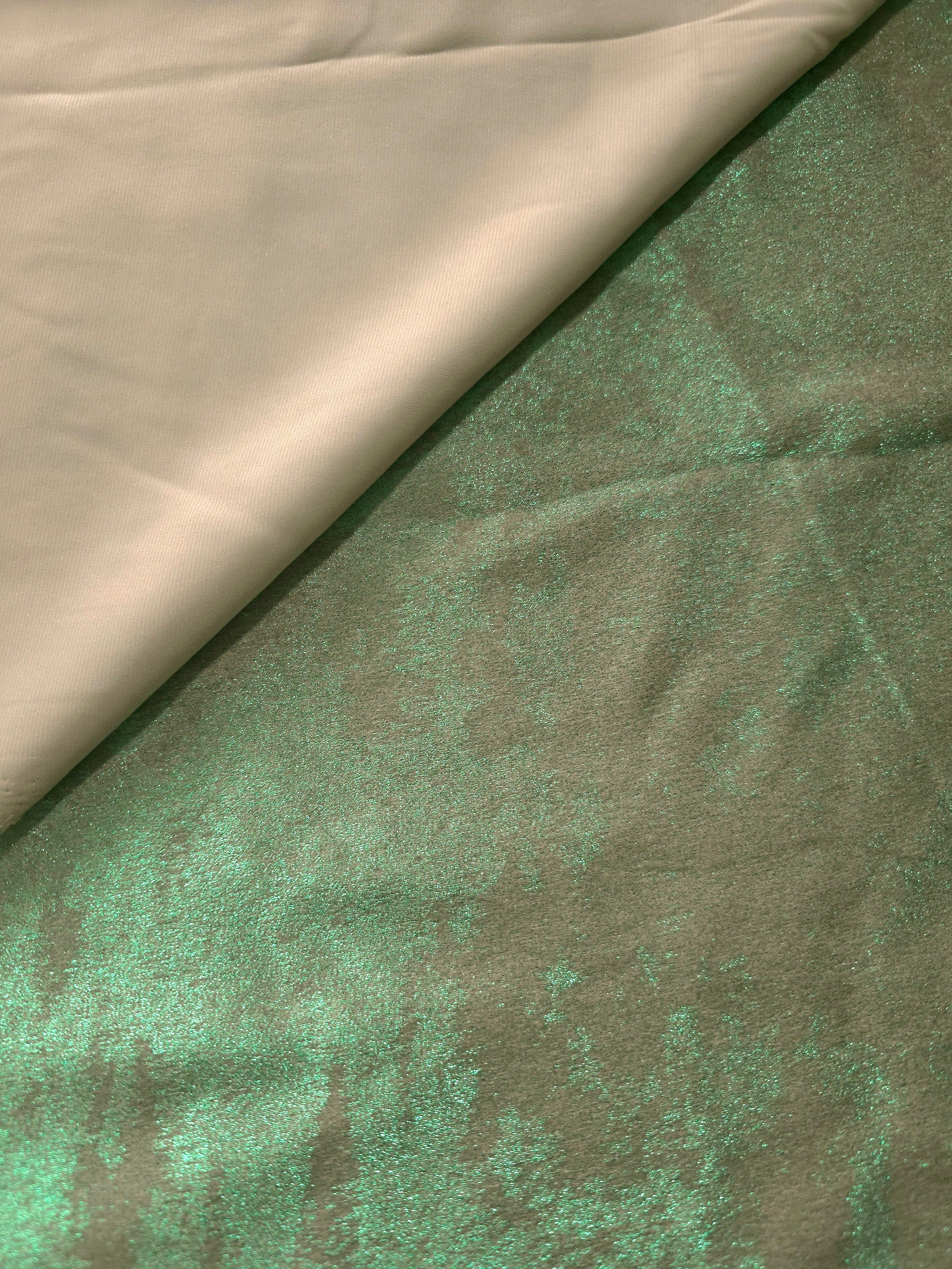 Reverse side of Mint Sage Lurex Italiano fabric showing the backing and metallic finish for garment production.