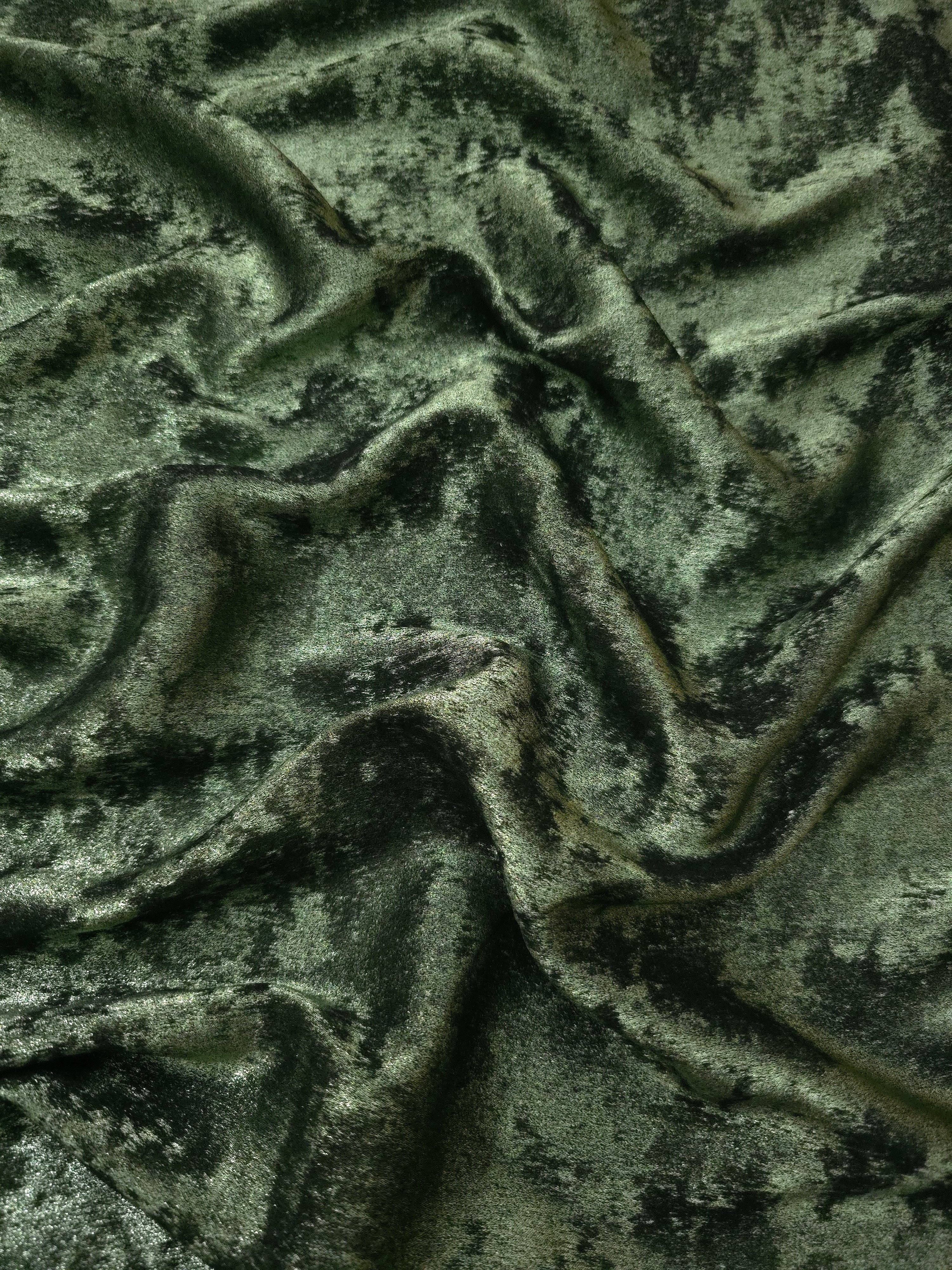 Fluid drape of Moss Green Lurex Italiano metallic fabric for abayas and dresses