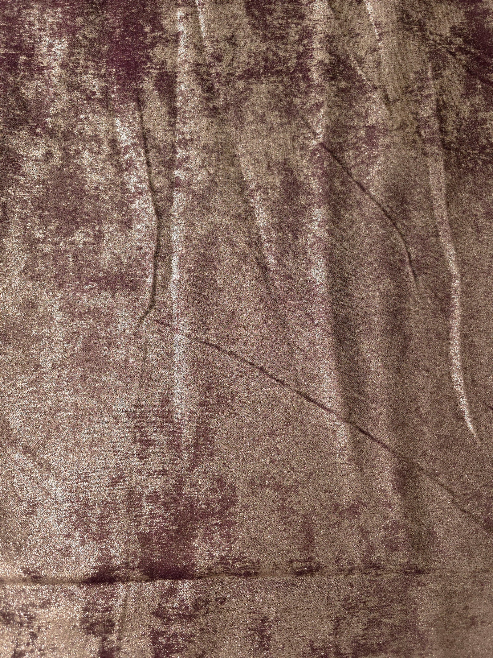 Flat view of Mushroom Taupe Lurex Italiano fabric showing its metallic foil surface for luxury apparel.