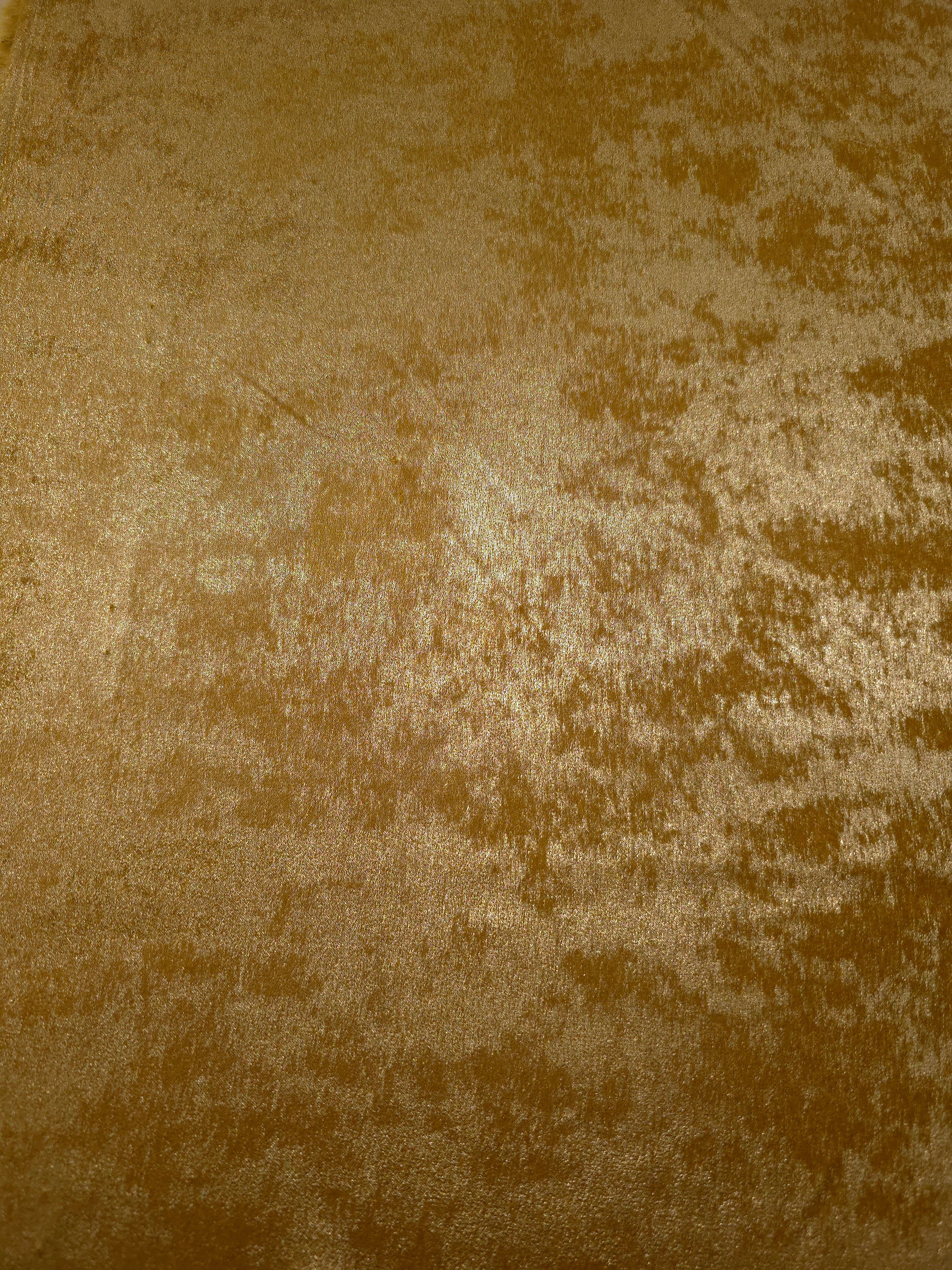 Flat texture view of Ochre Gold Lurex Italiano metallic fabric for luxury dresses