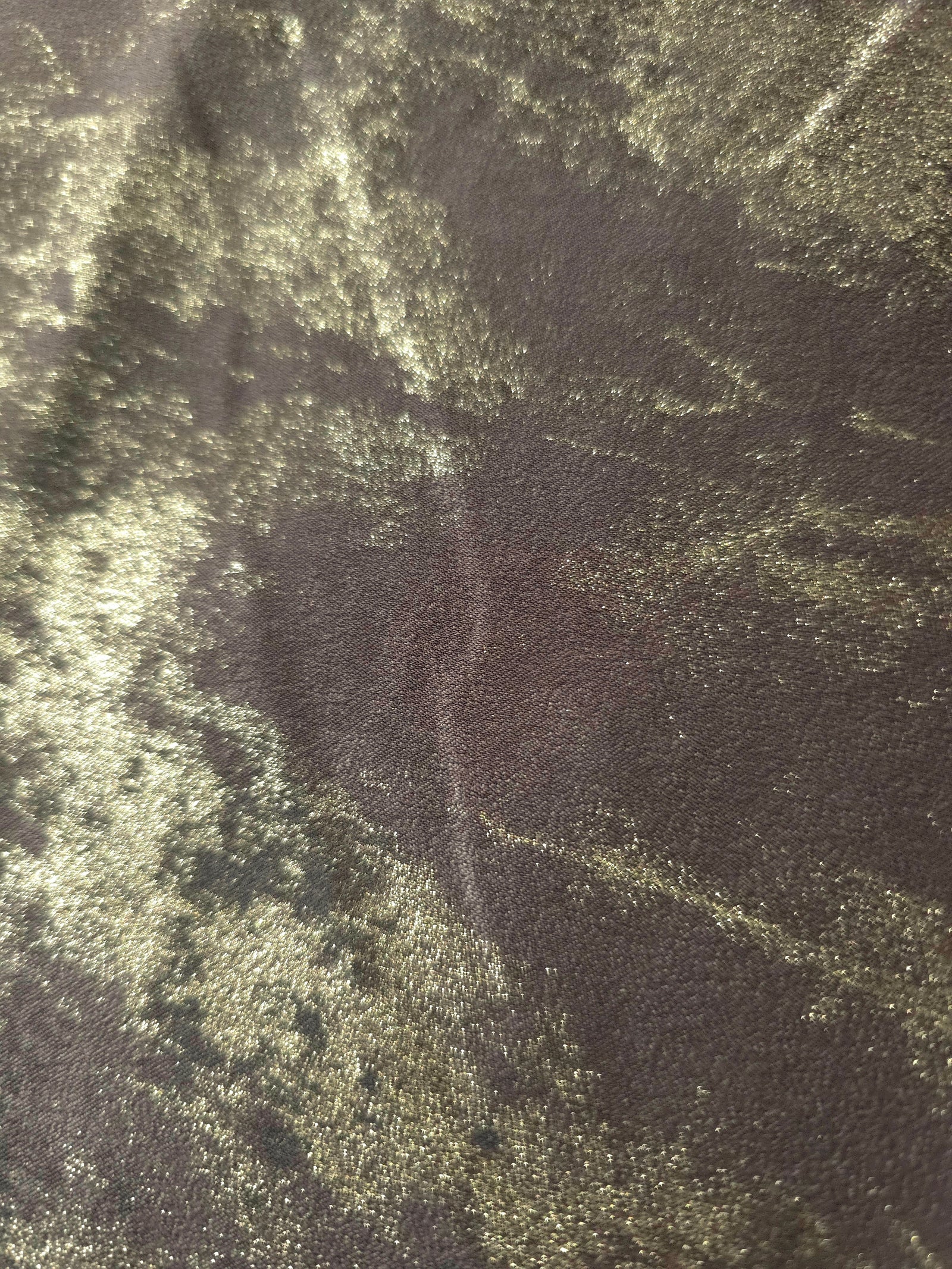 Macro close-up of Olive Bronze Lurex Italiano fabric revealing the gold-toned metallic texture for designer apparel.