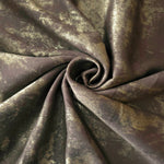 Rosette drape of Olive Bronze Lurex Italiano fabric emphasizing metallic shimmer for kaftans and occasionwear.