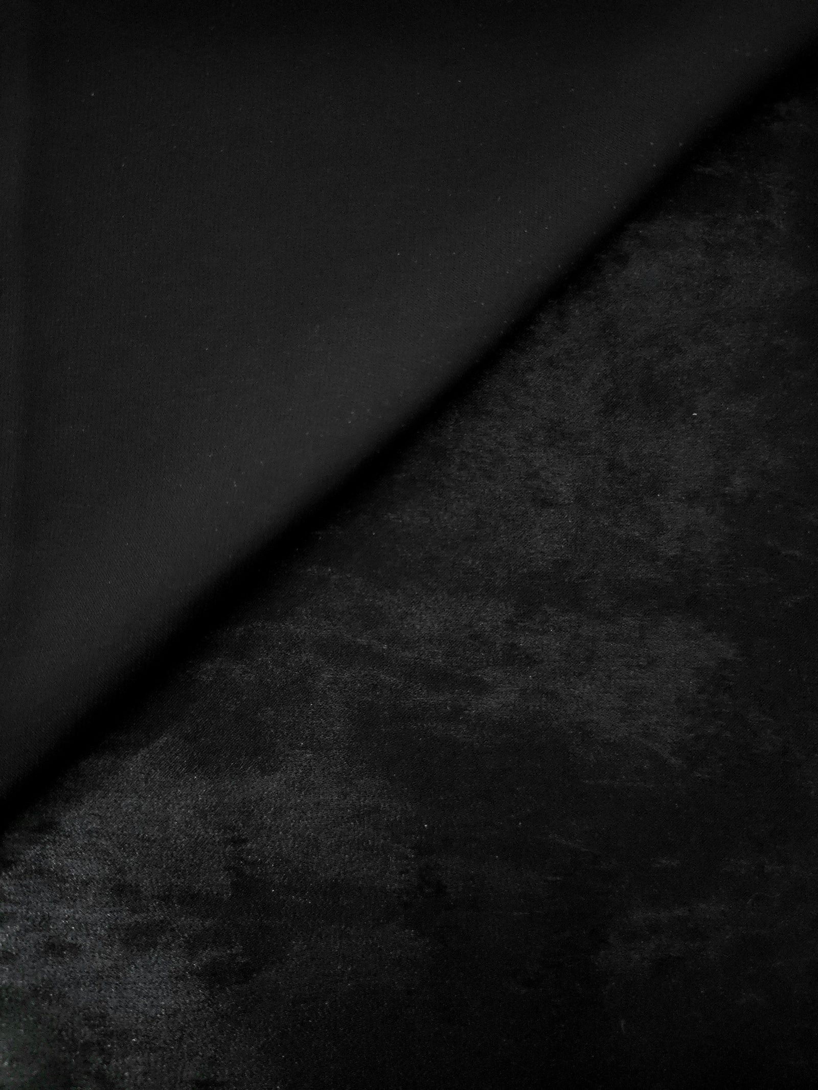 Flowing folds of Onyx Black Lurex Italiano fabric highlighting drape for abayas, kaftans and dresses.