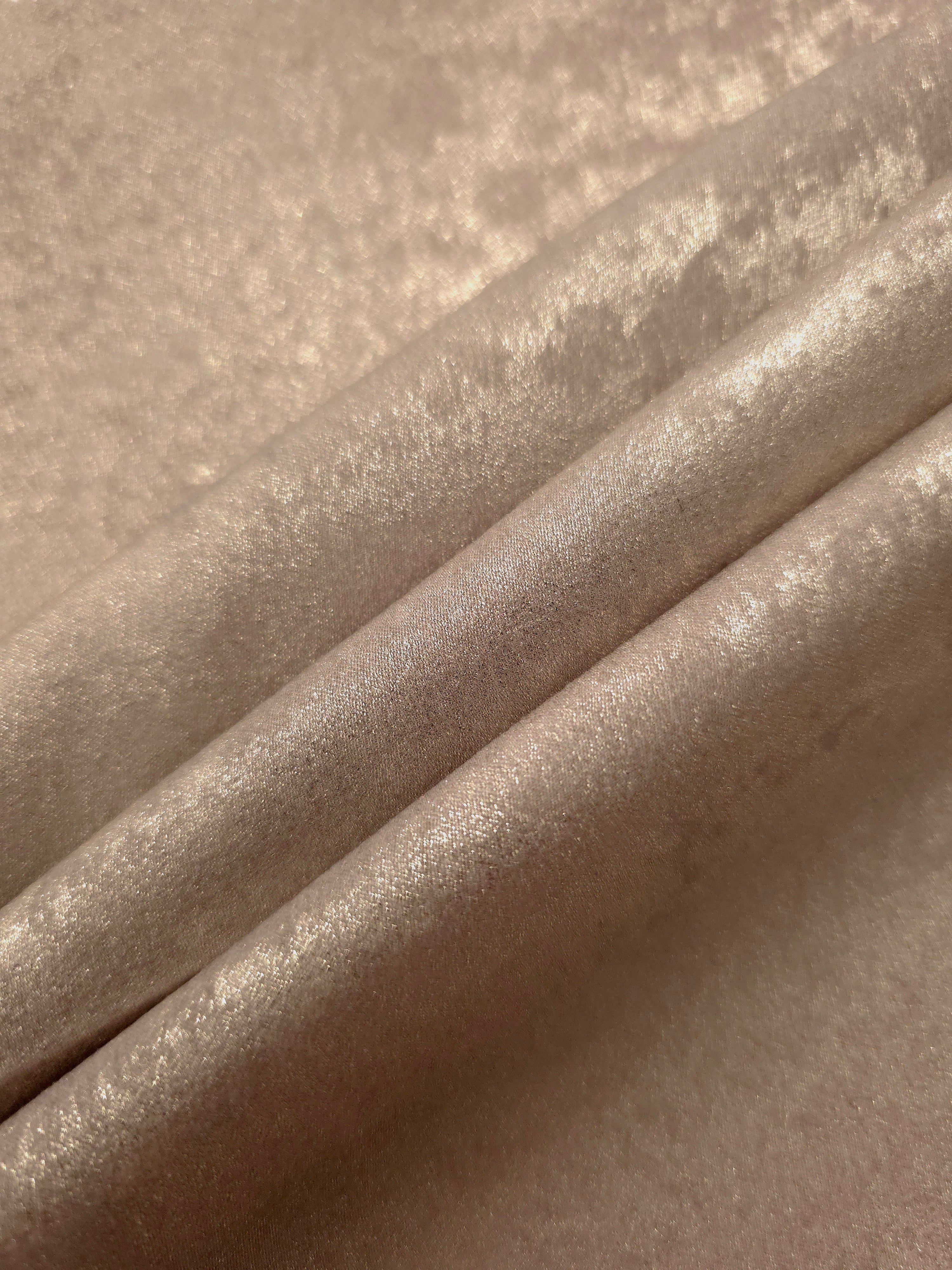 Pearl Beige Lurex Italiano metallic fabric arranged in diagonal eveningwear folds