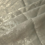 Rosette drape of Pearl Silver Lurex Italiano fabric emphasizing shimmer for kaftans and occasionwear.