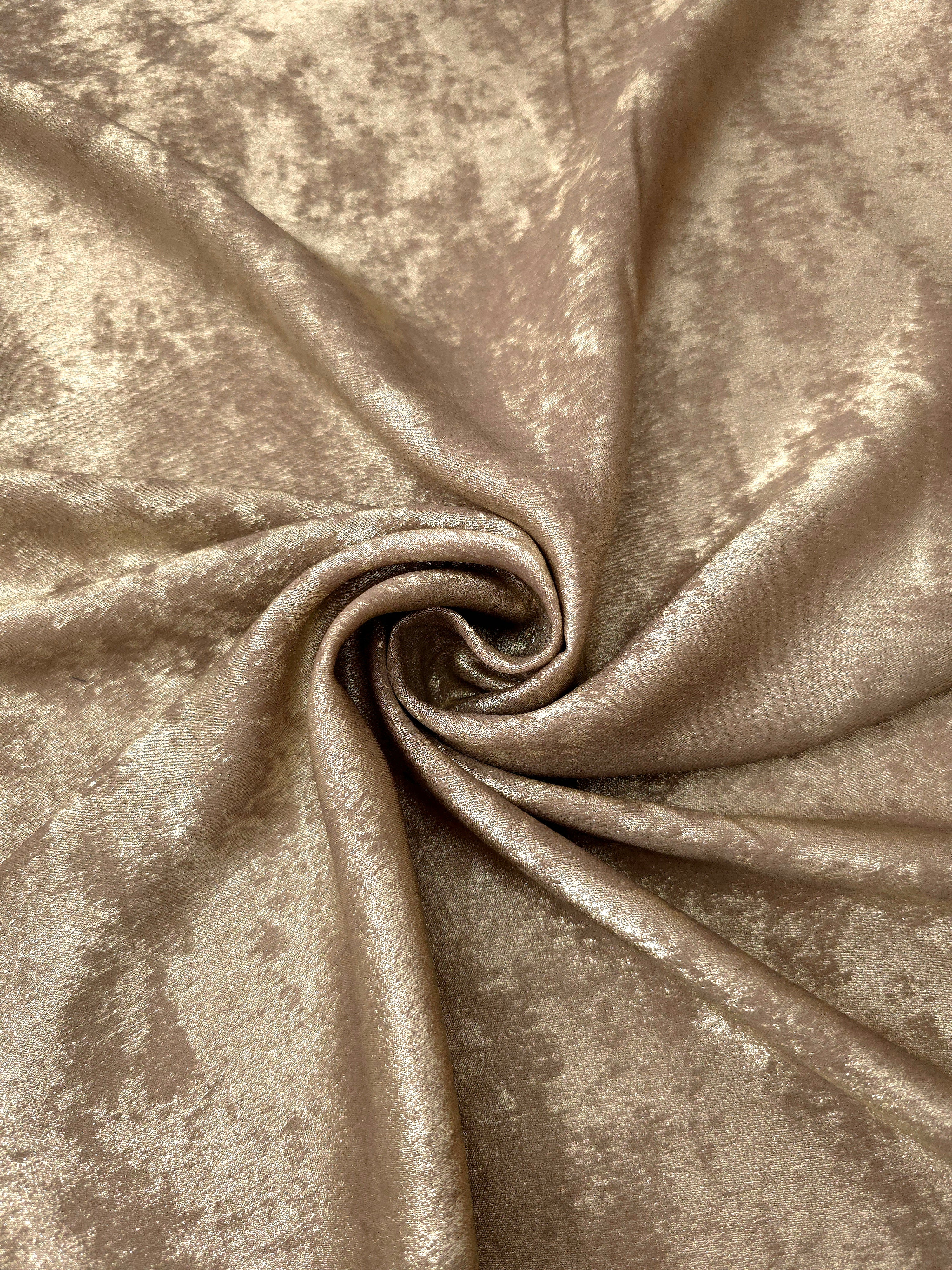 Platinum Beige Lurex Italiano metallic fabric arranged in diagonal eveningwear folds