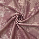 Rosette drape of Rose Mauve Lurex Italiano fabric emphasizing shimmer for kaftans and occasionwear.