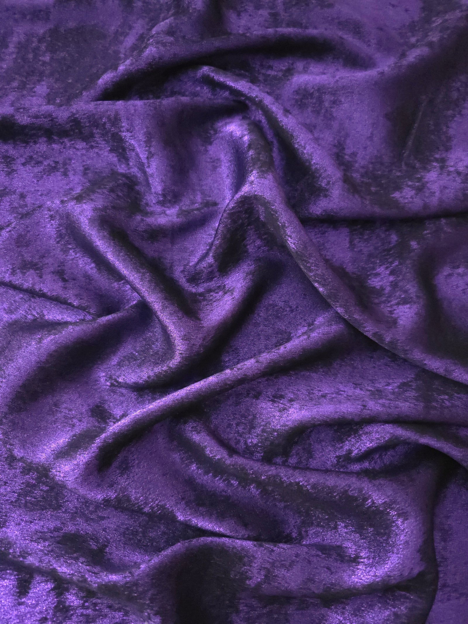 Reverse side of Royal Purple Lurex Italiano fabric showing the backing and metallic finish for garment production.
