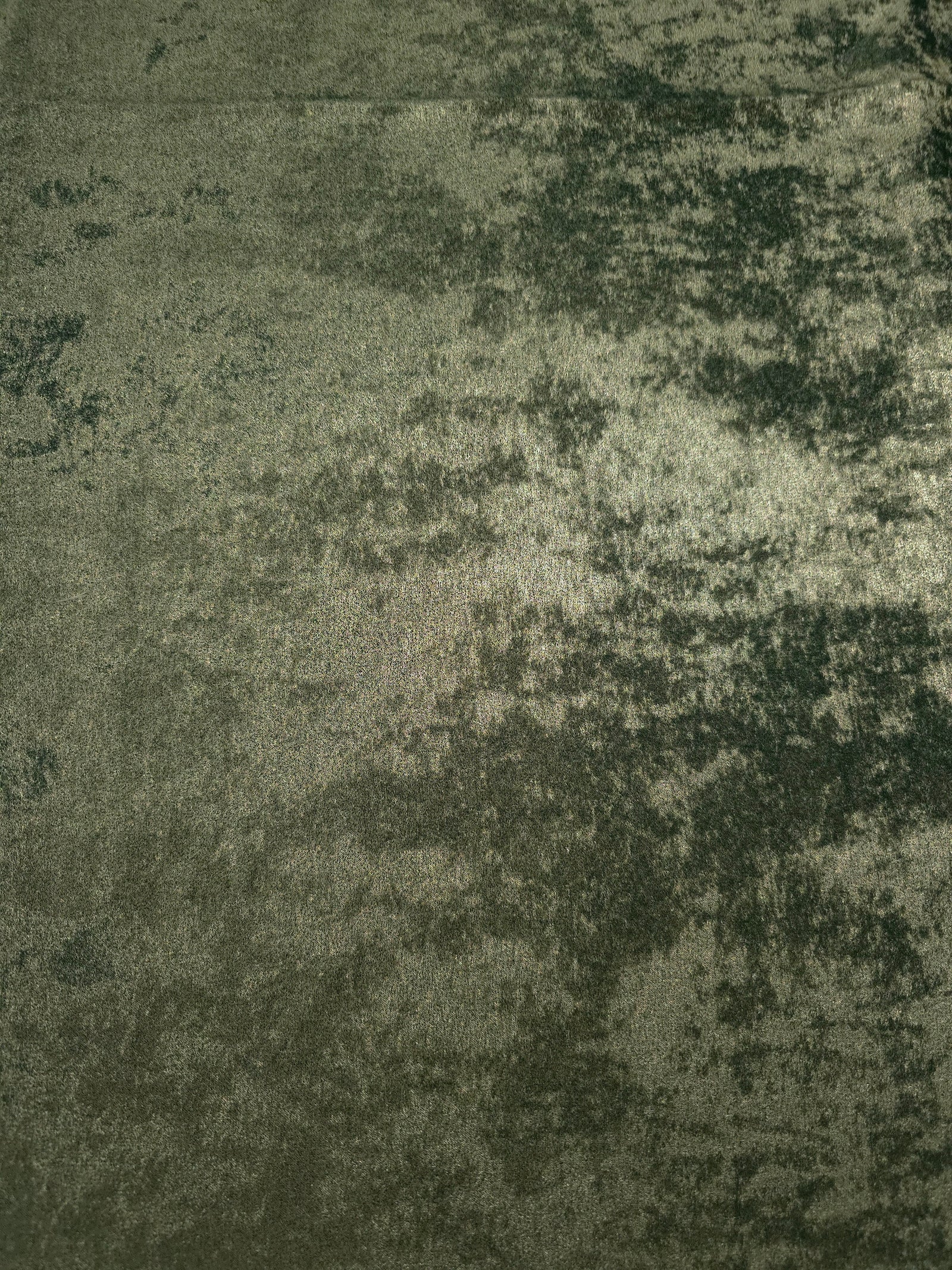 Flat view of Sage Olive Lurex Italiano fabric showing its metallic foil surface for luxury apparel.