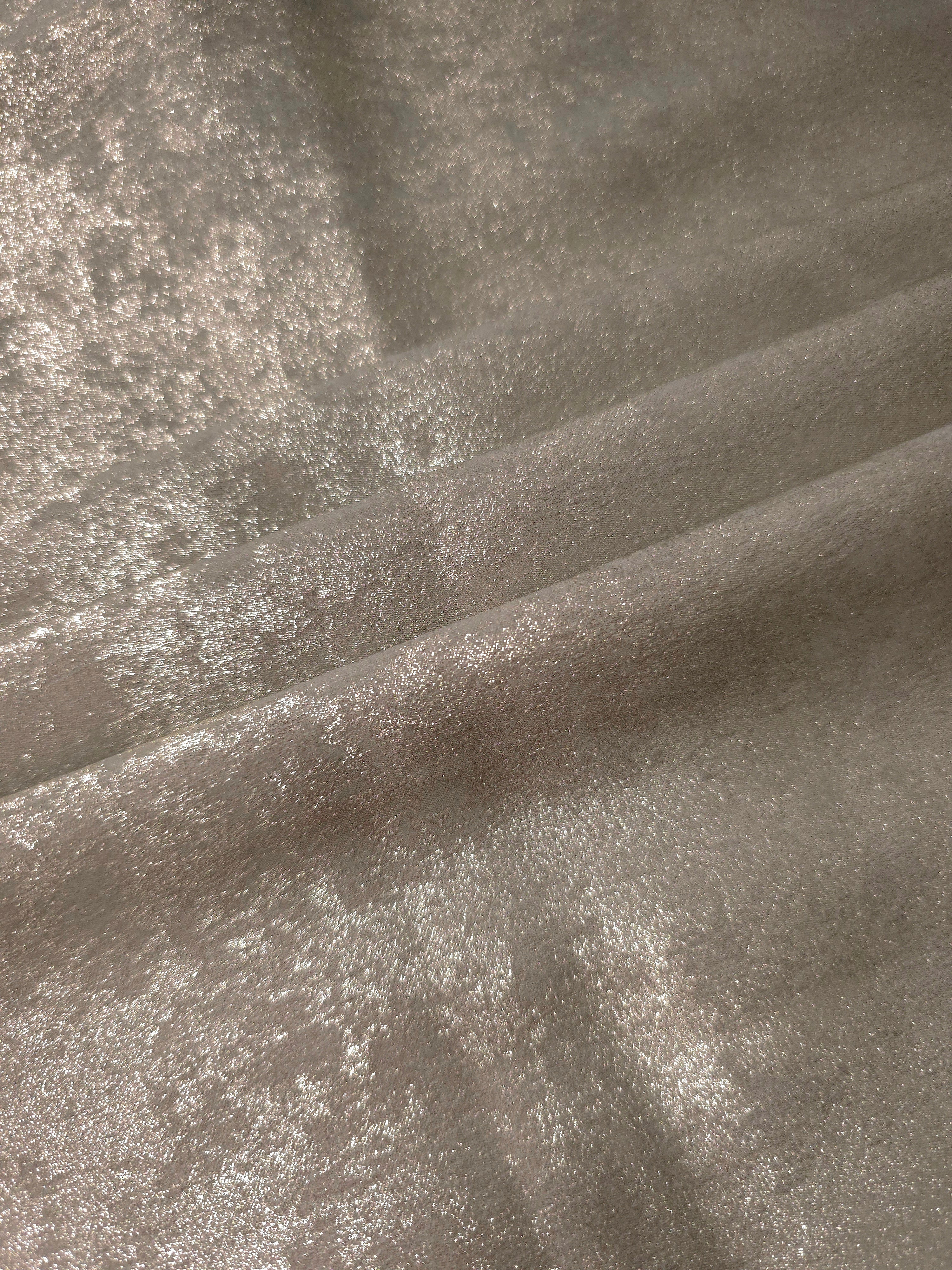 Silver Greige Lurex Italiano metallic fabric arranged in diagonal eveningwear folds