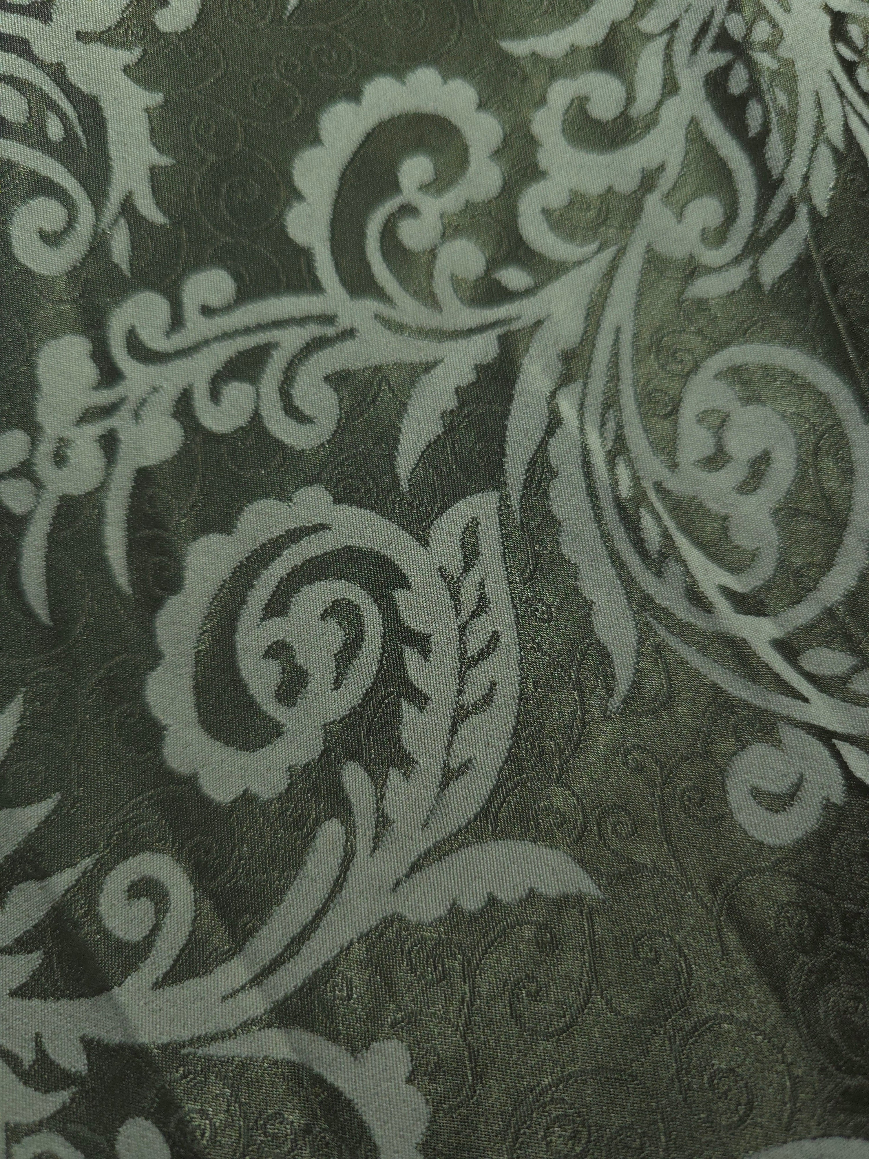 Close detail of the olive baroque colorway, more understated than the brown and navy versions