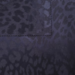 Front and back view of leopard metallic motif jacquard for texture and opacity checks.