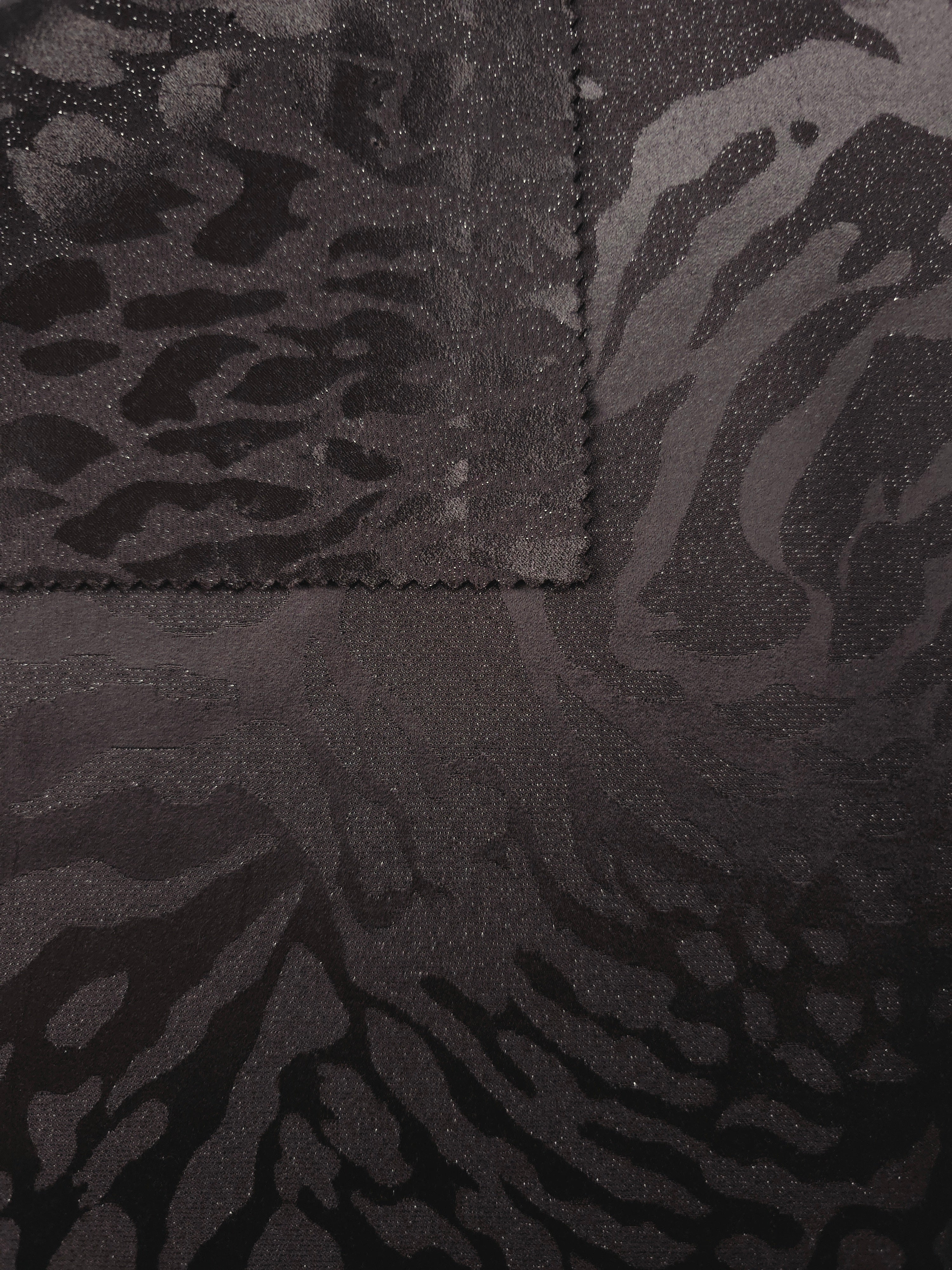Front and back view of second zebra metallic jacquard for texture and opacity checks.