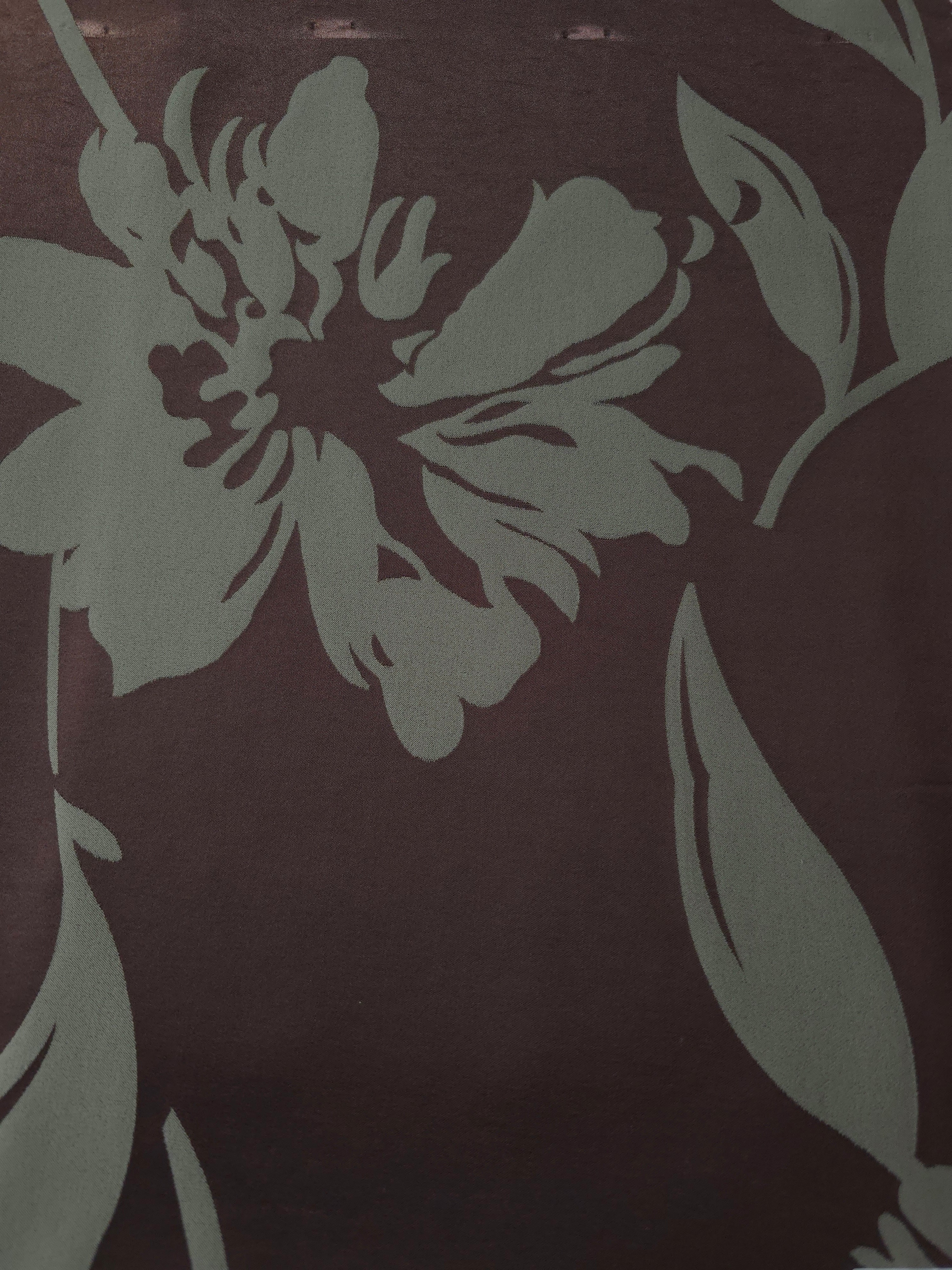 A wider cut of the wine and sage hibiscus satin, shown to see the full scale of the bloom