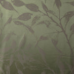 A wider view of the olive leaf satin laid flat, showing the full branching pattern repeat
