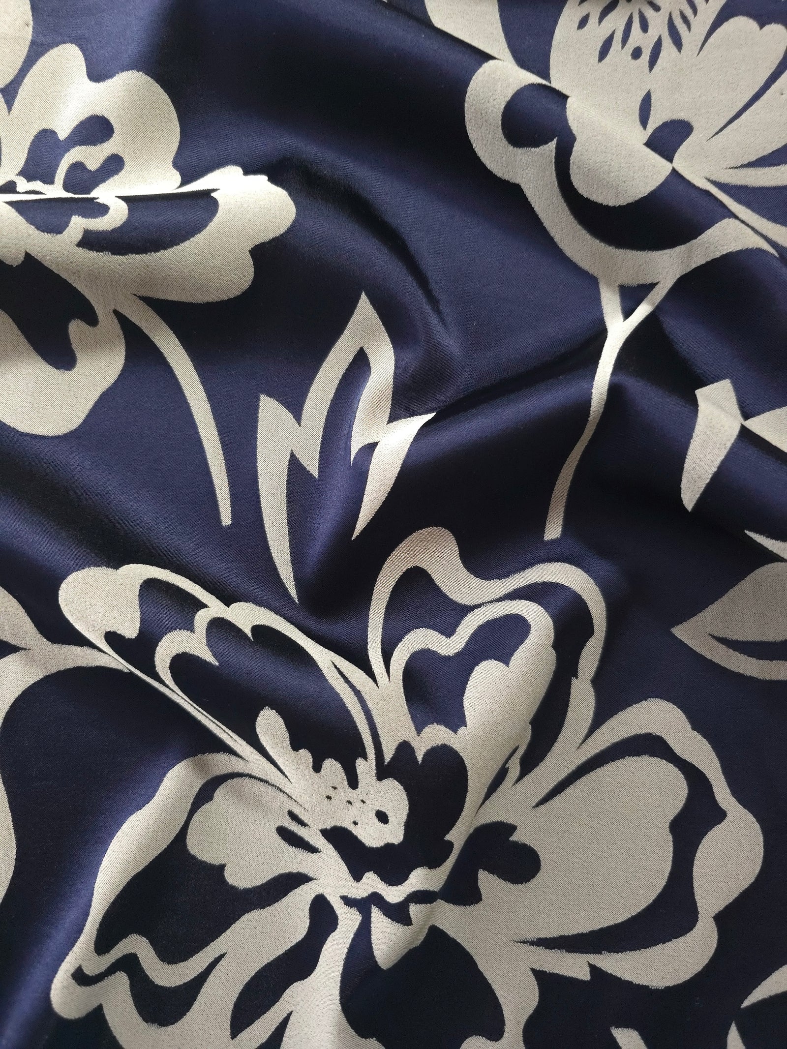 Reversible Two-Tone Stretch Satin Jacquard Fabric