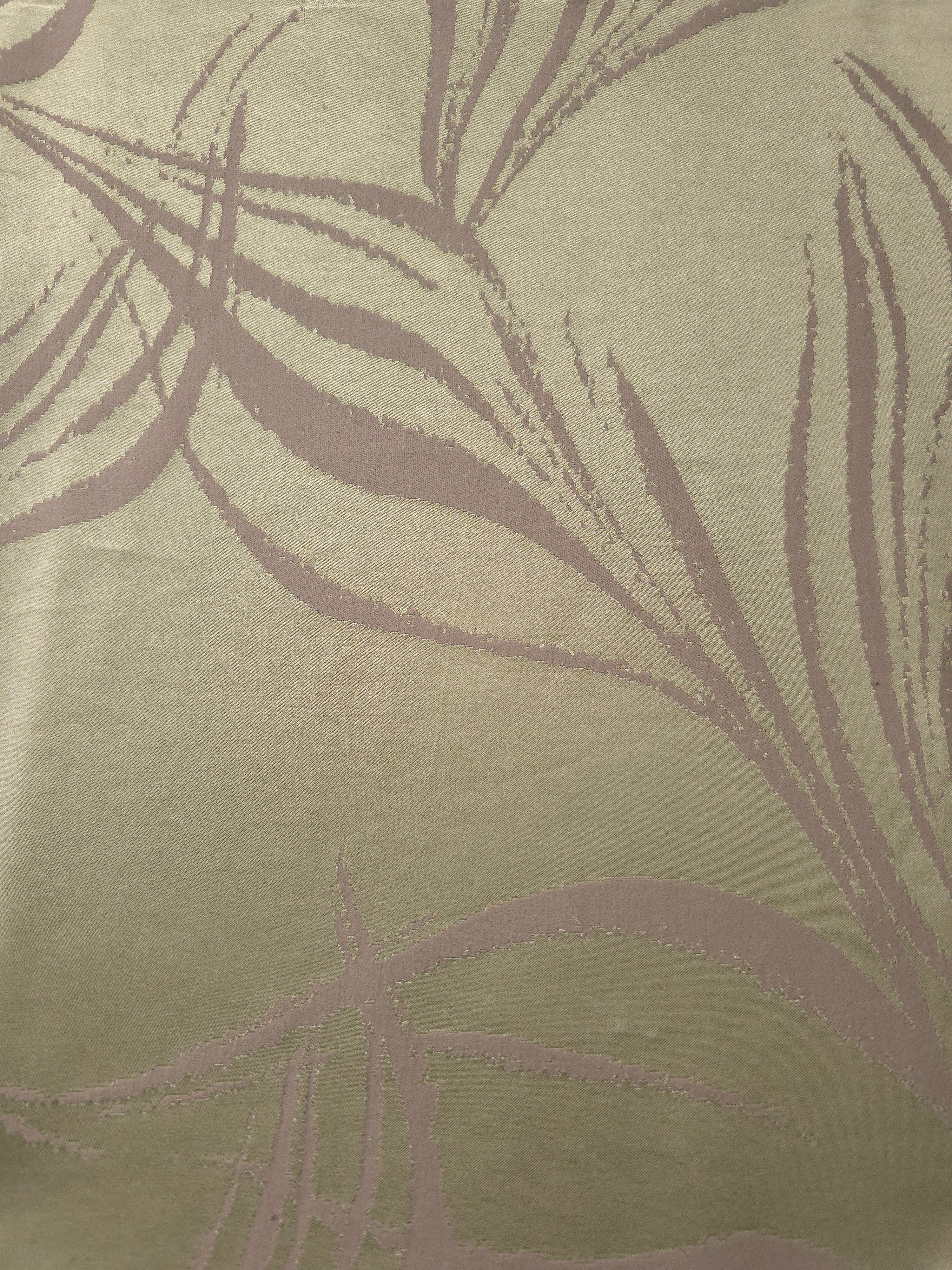 A wider close view of the sage and mauve seaweed satin, useful for seeing both the color and the scale of the print together