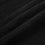 Texture view of deep black linen viscose plain fabric highlighting its flowy, breathable finish.