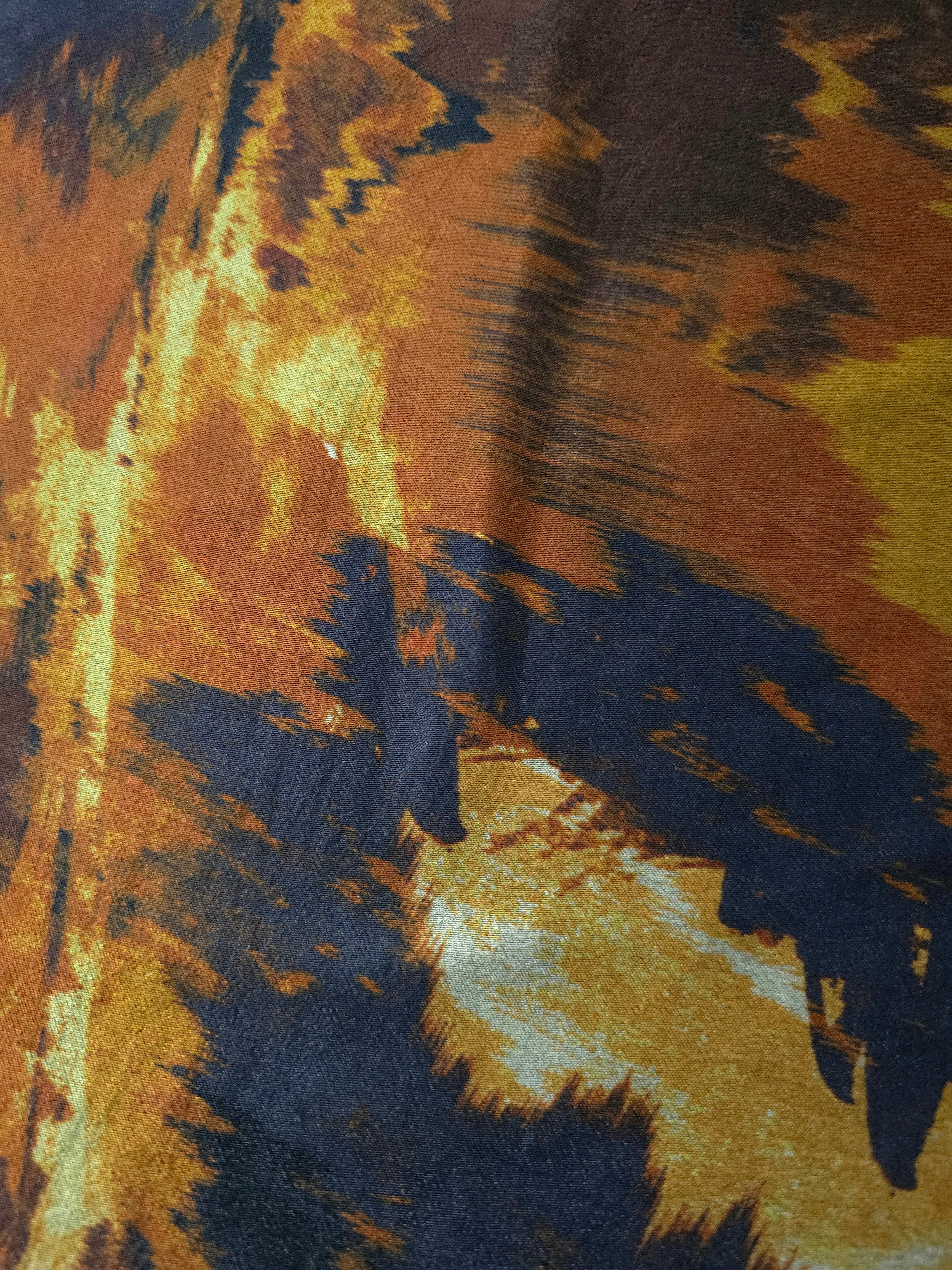 Close-up texture of A-Gri D6957IJ9 lyocell viscose digital print fabric.