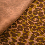 Reverse side view of Kahve D7586IJ4 leopard lyocell viscose digital print fabric.