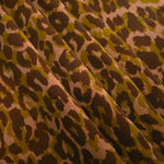 Swirl drape view of Kahve D7586IJ4 leopard lyocell viscose digital print fabric.