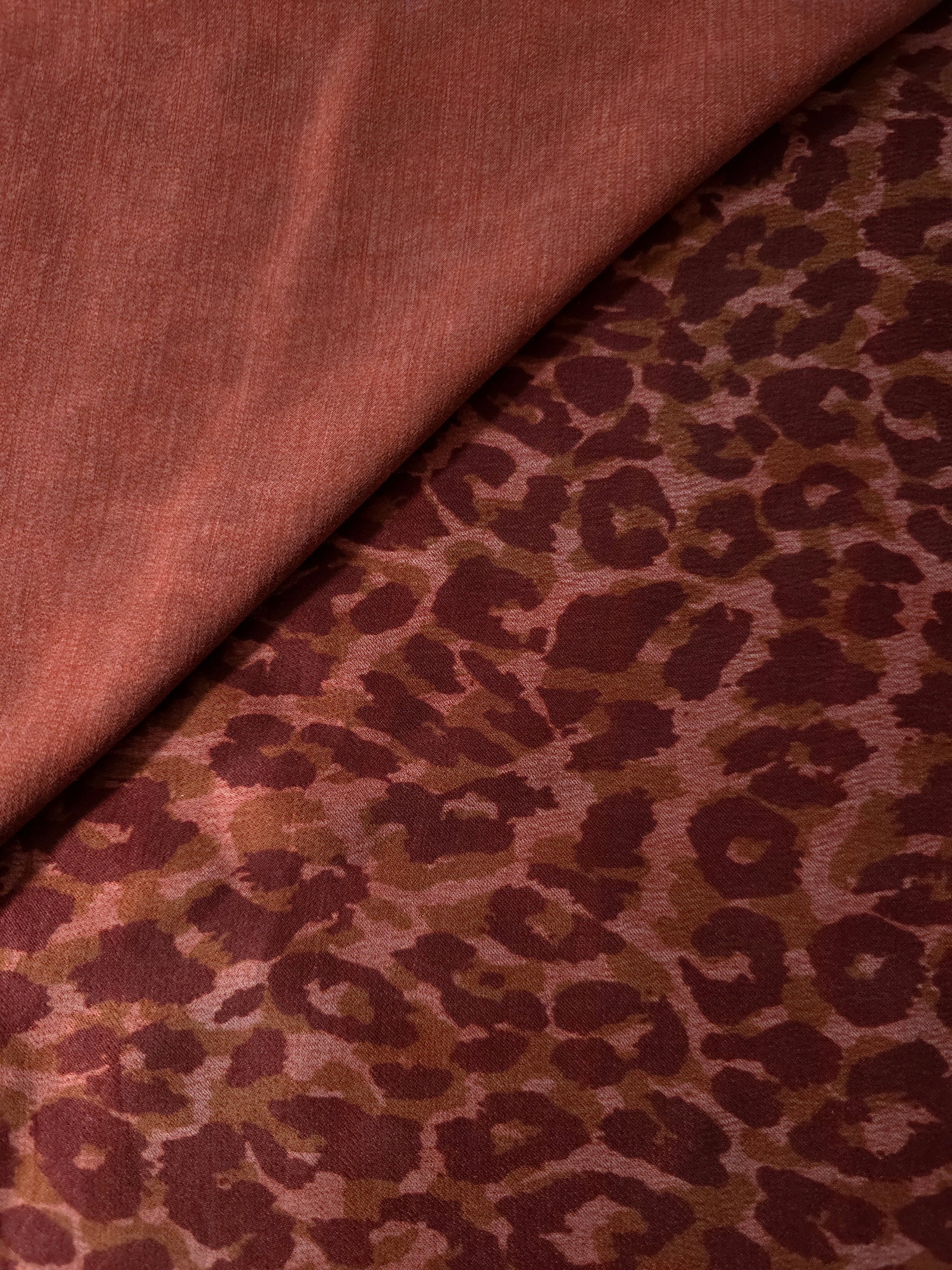 Reverse side view of Taba D7586IJ4 leopard lyocell viscose digital print fabric.