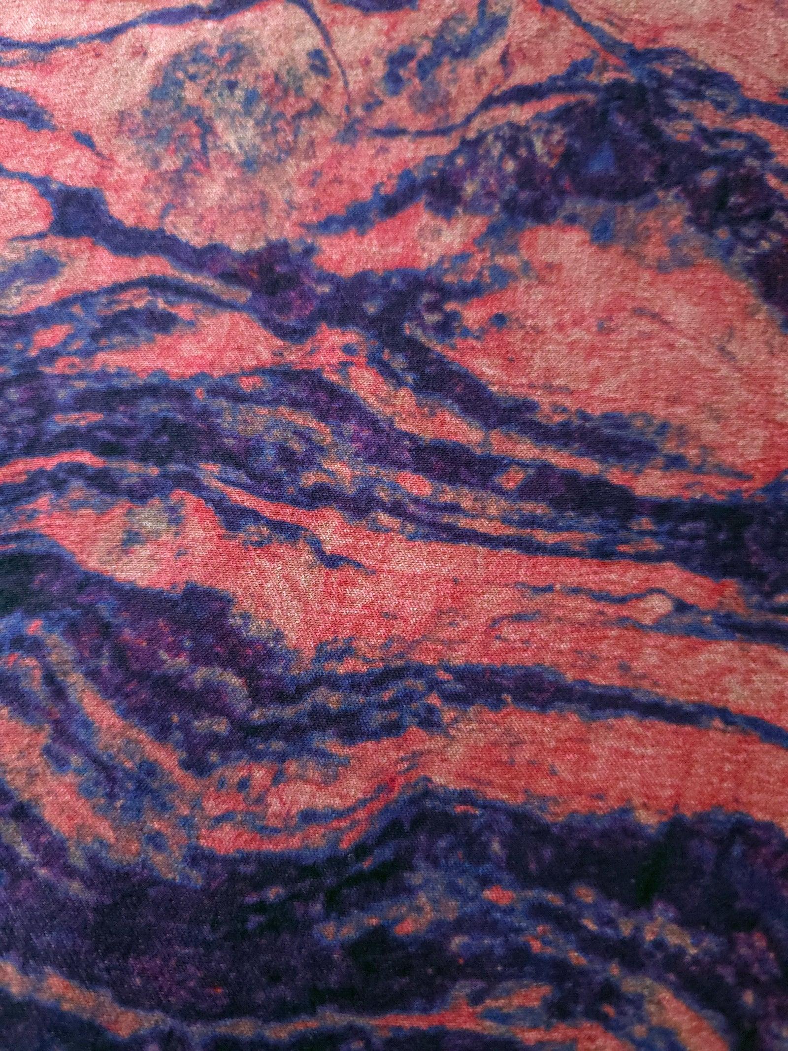 Close-up texture of Kahve D7587IJ9 lyocell viscose digital print fabric.
