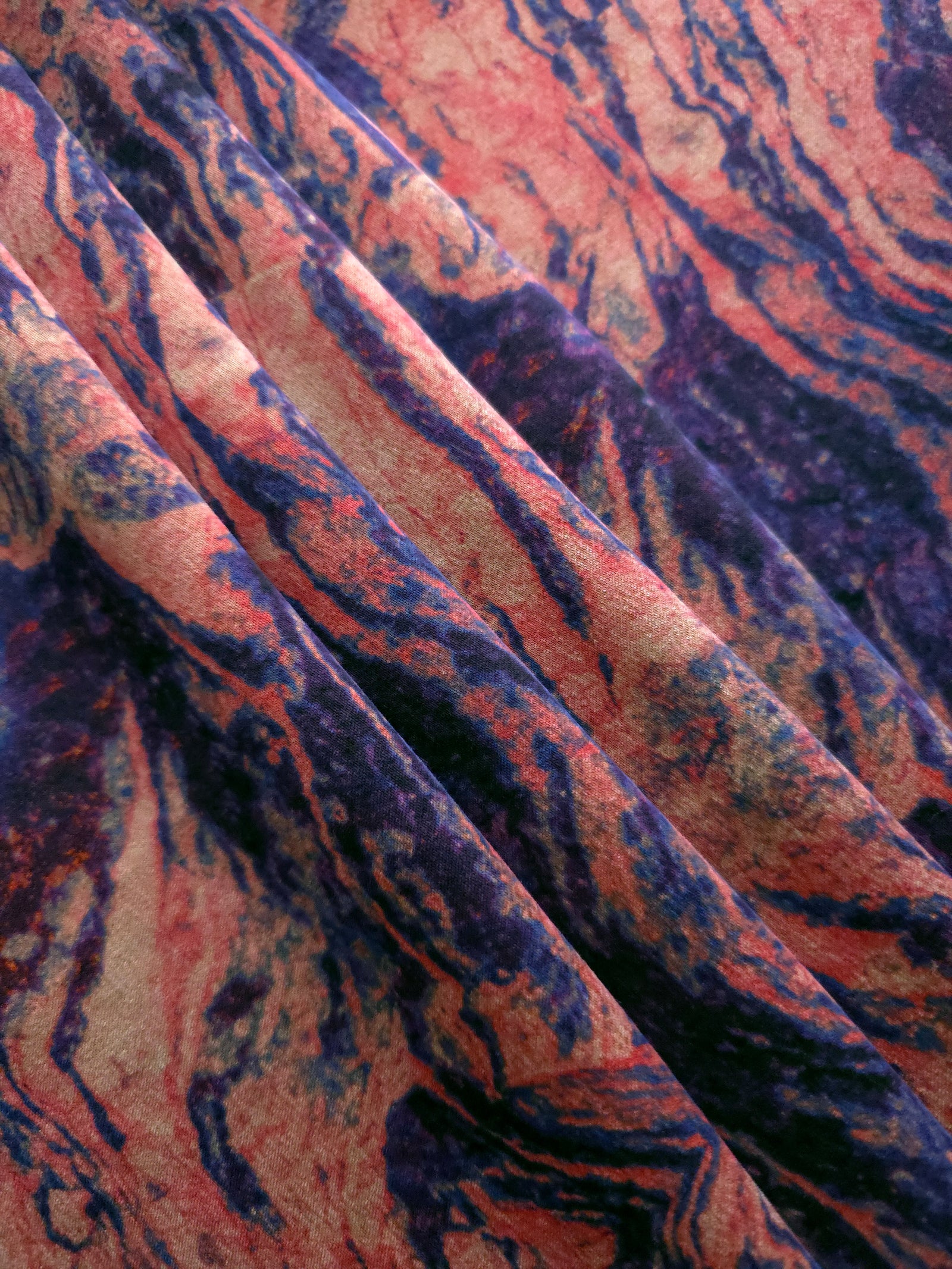 Print detail of Kahve D7587IJ9 lyocell viscose digital print fabric.