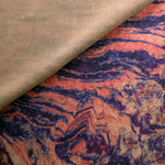 Soft drape folds of Kahve D7587IJ9 lyocell viscose digital print fabric.