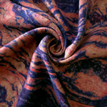Swirl drape view of Kahve D7587IJ9 lyocell viscose digital print fabric.
