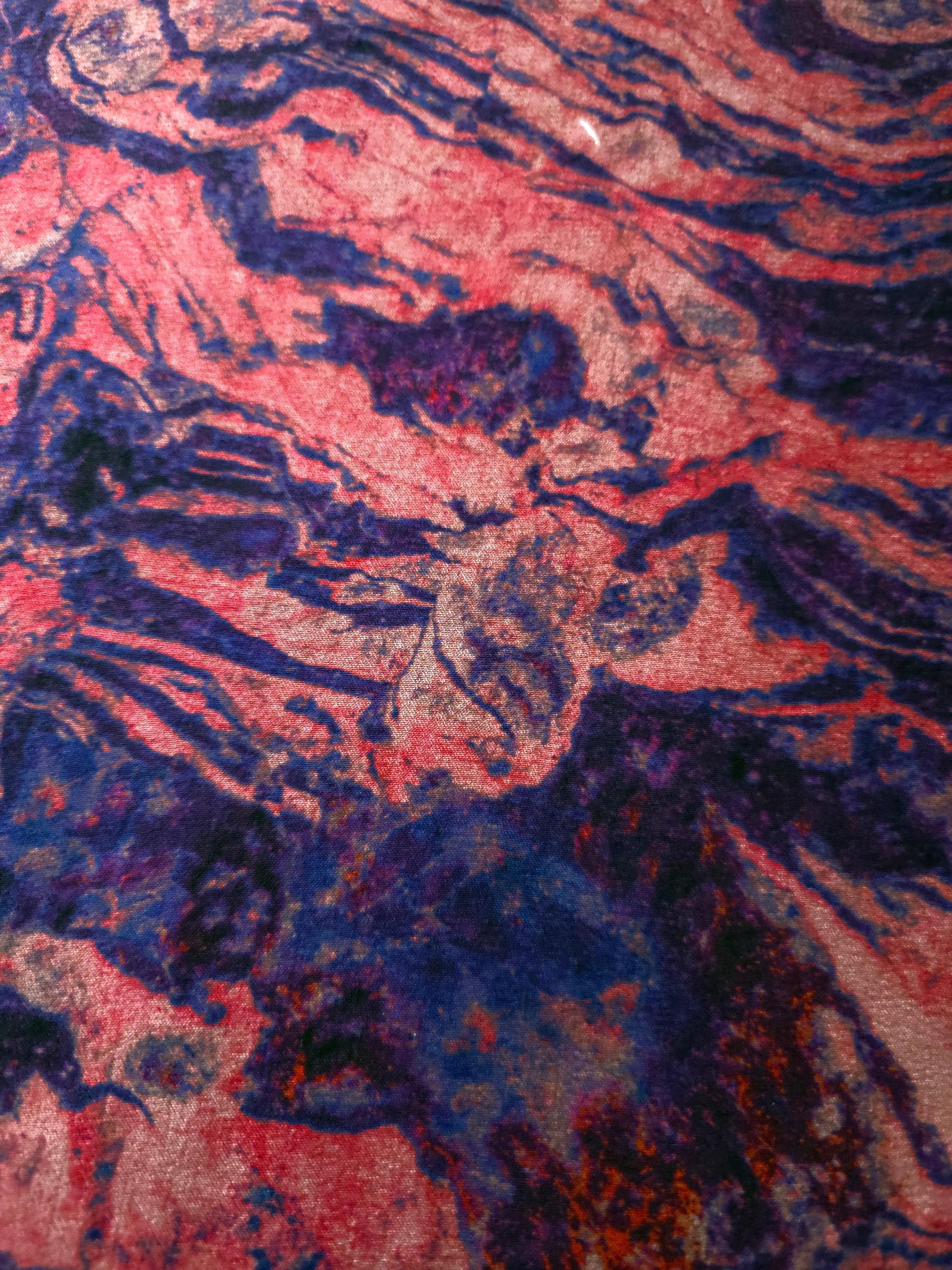 Close-up texture of Pudra D7587IJ9 lyocell viscose digital print fabric.