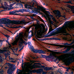 Swirl drape view of Pudra D7587IJ9 lyocell viscose digital print fabric.