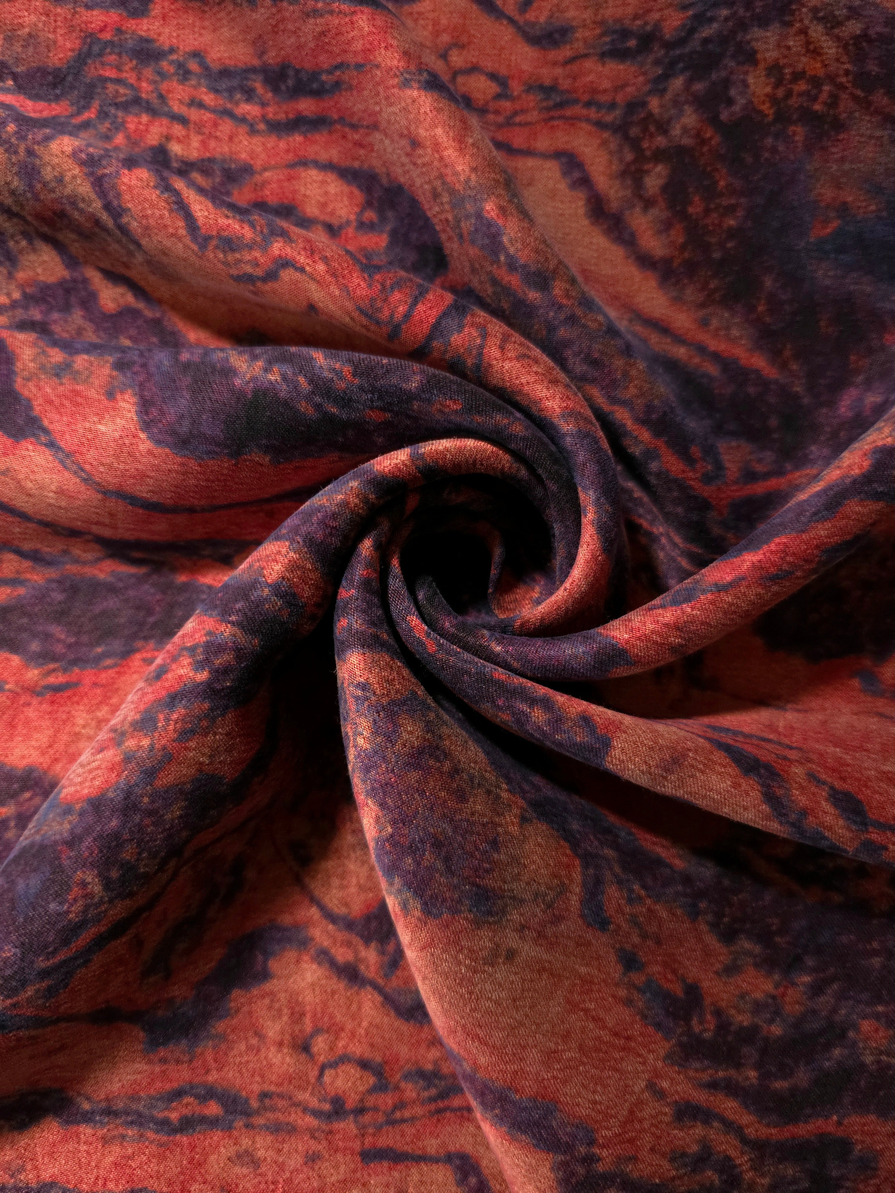 Reverse side view of Taba D7587IJ9 lyocell viscose digital print fabric.