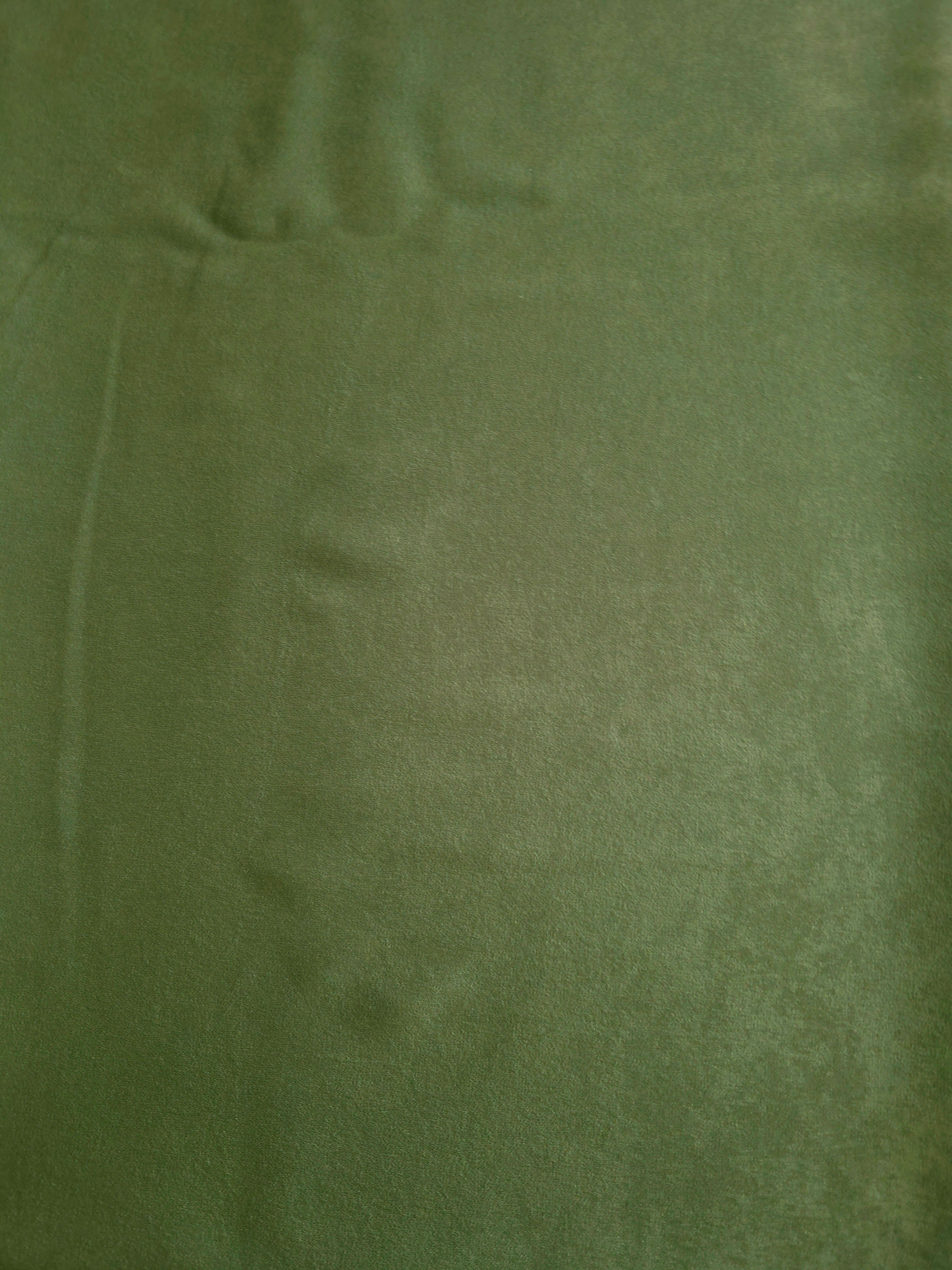 Draped Loden Moss Milano matte sandwashed silky fabric showing fluid movement for dresses and occasionwear