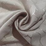 Draped mosaic square-weave jacquard showing tonal floss satin motif for dresses.