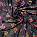 Draped rayon viscose jacquard fabric showing fluid movement and opaque woven structure