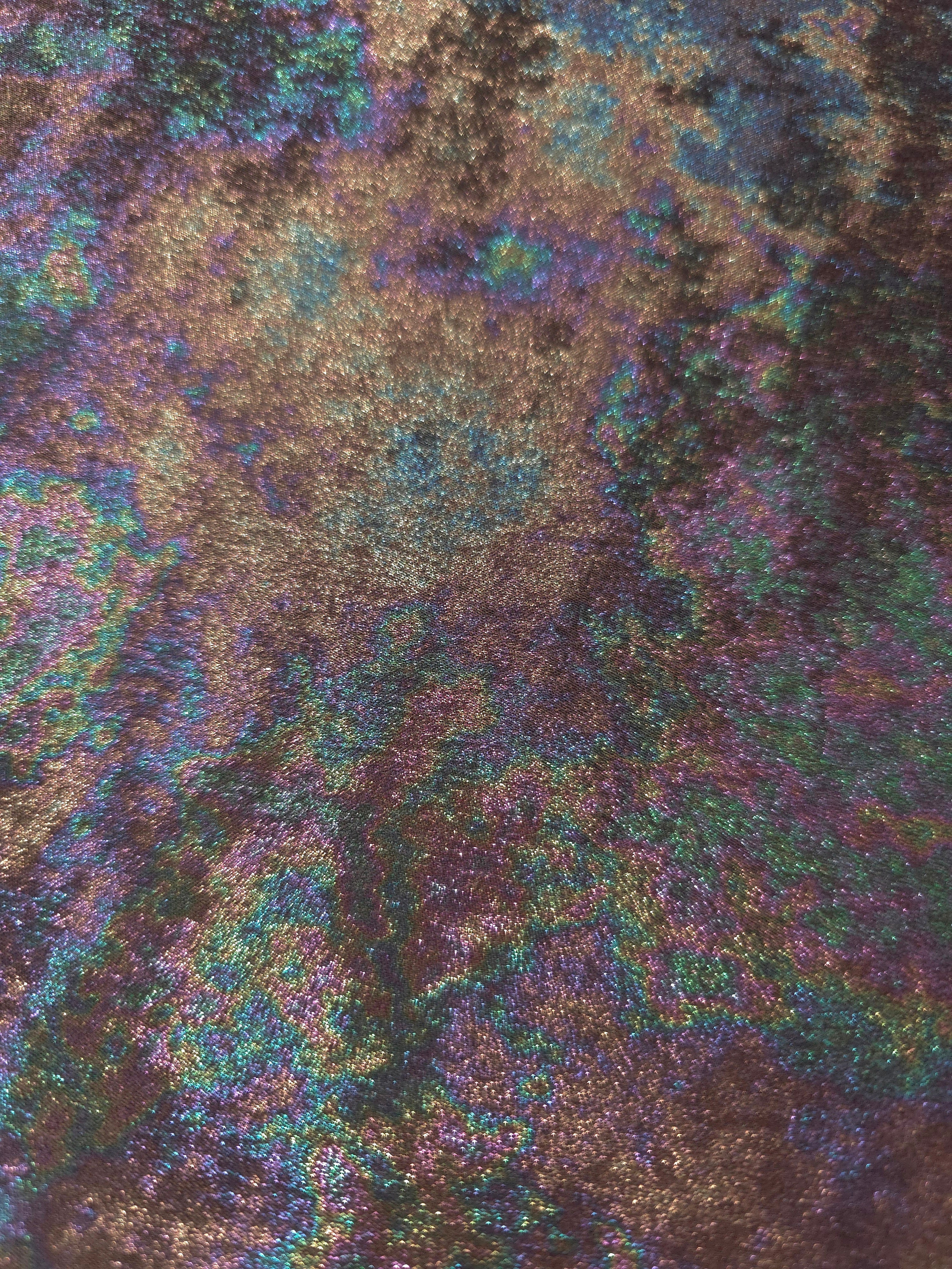 MilanSaten Rainbow Foil fabric in Charcoal, shade 01 — folded fabric view
