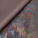 MilanSaten Rainbow Foil fabric in Charcoal, shade 01 — texture close-up