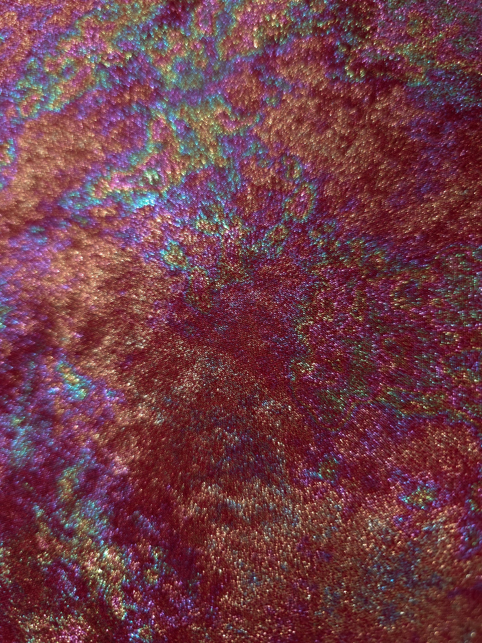 MilanSaten Rainbow Foil fabric in Burgundy, shade 04 — folded fabric view