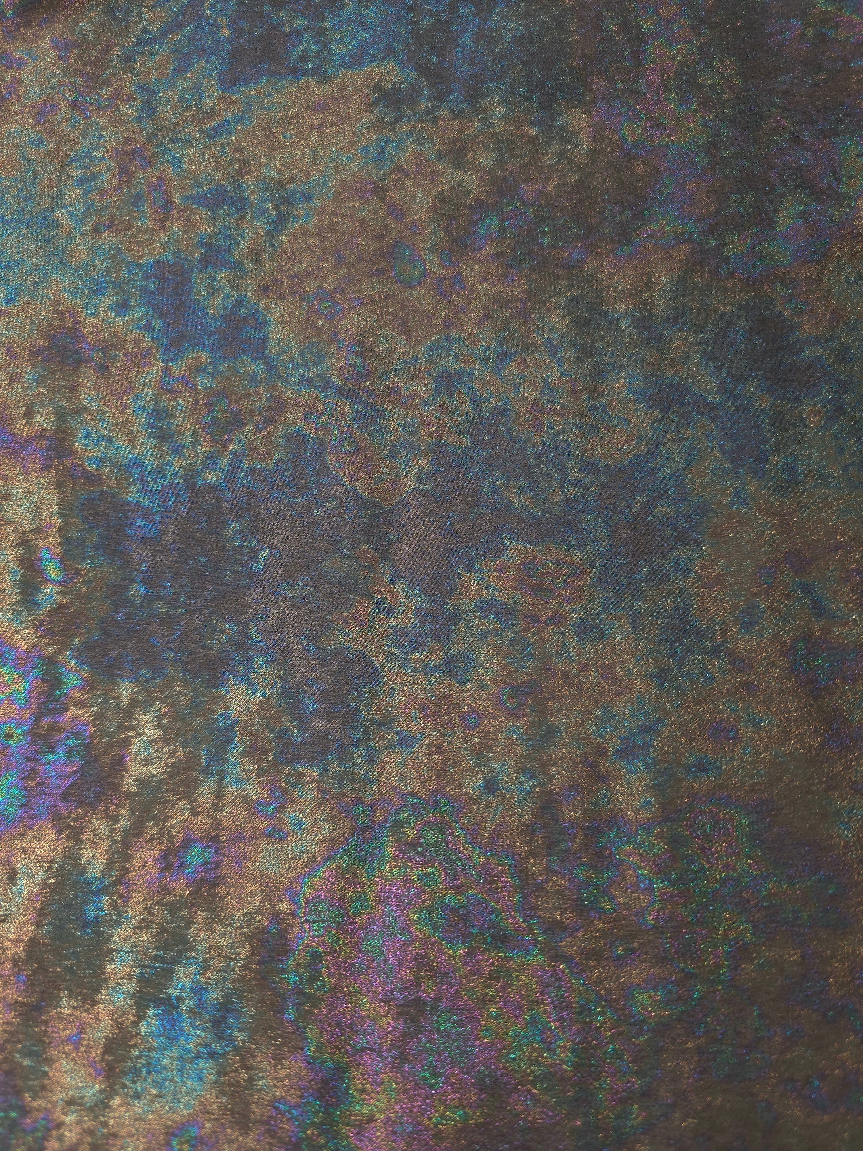 MilanSaten Rainbow Foil fabric in Graphite, shade 108 — folded fabric view