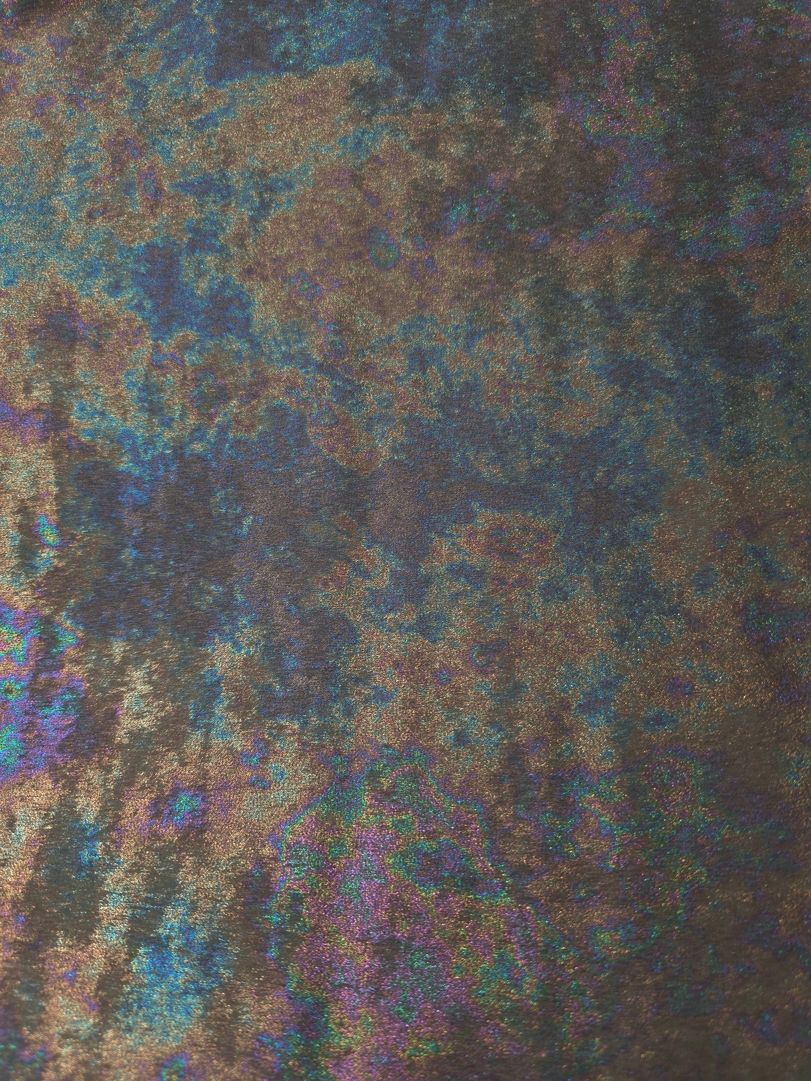 MilanSaten Rainbow Foil fabric in Graphite, shade 108 — folded fabric view