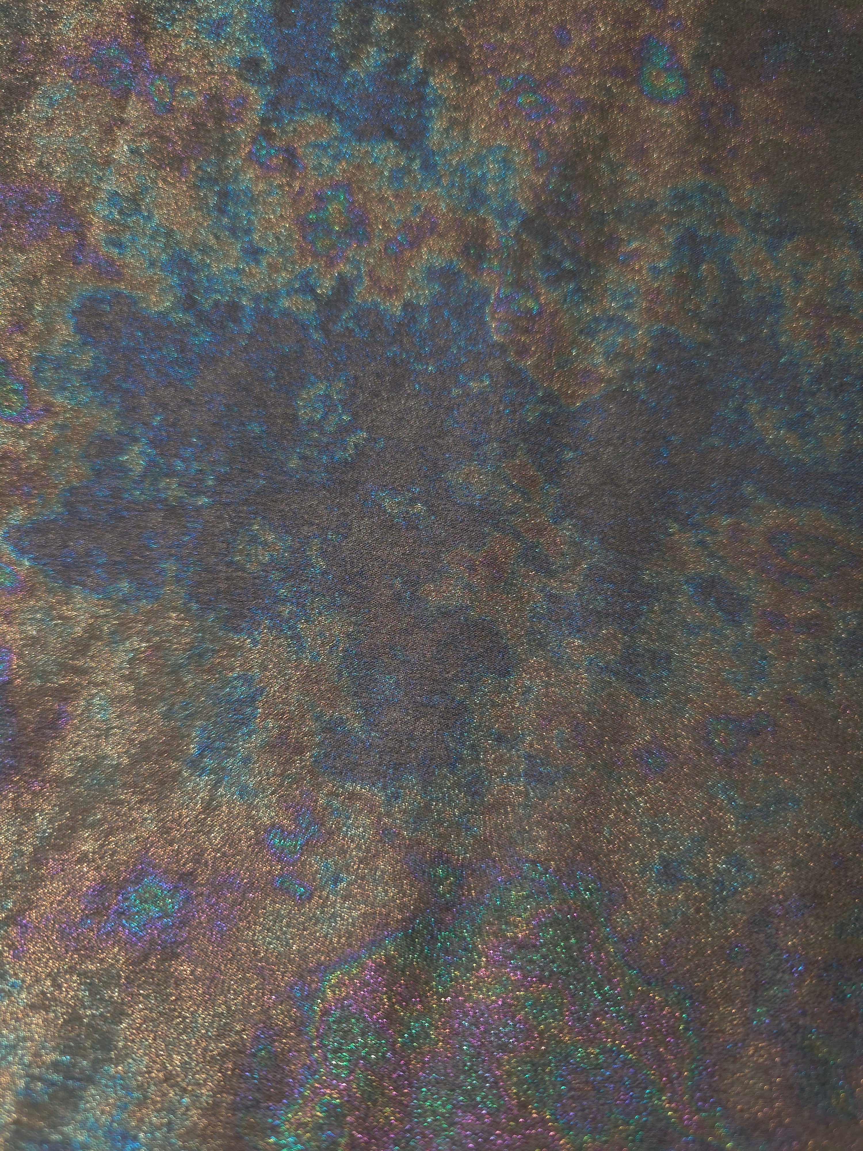 MilanSaten Rainbow Foil fabric in Graphite, shade 108 — texture close-up