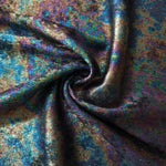 MilanSaten Rainbow Foil fabric in Teal Charcoal, shade 12 — rainbow foil detail
