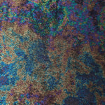 MilanSaten Rainbow Foil fabric in Teal Charcoal, shade 12 — macro shimmer close-up