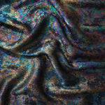 MilanSaten Rainbow Foil fabric in Teal Charcoal, shade 12 — texture close-up